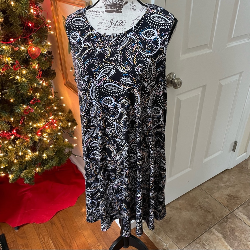 Nicole Miller New York Leaf Print A - Line Dress - 1X